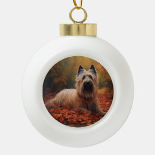 Skye Terrier im Herbst Leaves Fall Inspiriert Keramik Kugel-Ornament
