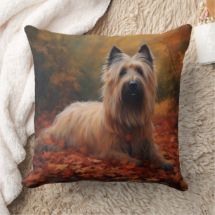 Skye Terrier im Herbst Leaves Fall Inspiriert Kissen