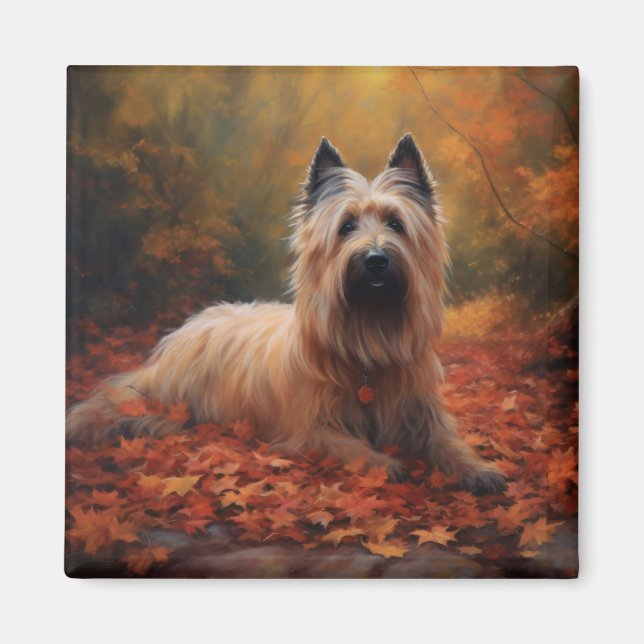 Skye Terrier im Herbst Leaves Fall Inspiriert Magnet (Vorne)