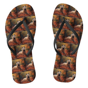 Skye Terrier im Herbstlaubfall inspiriert Flip Flops
