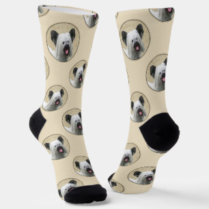 Skye Terrier Malerei Silver Gray Original Hunde Ku Socken