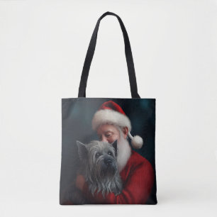 Skye Terrier mit Weihnachtsmann Weihnachten