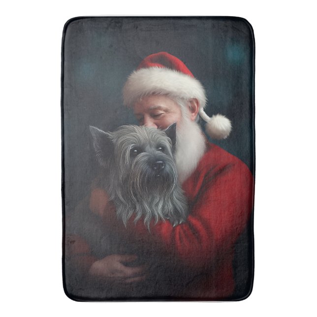 Skye Terrier mit Weihnachtsmann Weihnachten Badematte (Vorderseite Vertikal)