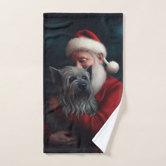 Skye Terrier mit Weihnachtsmann Weihnachten Badhandtuch Set (Handtuch)