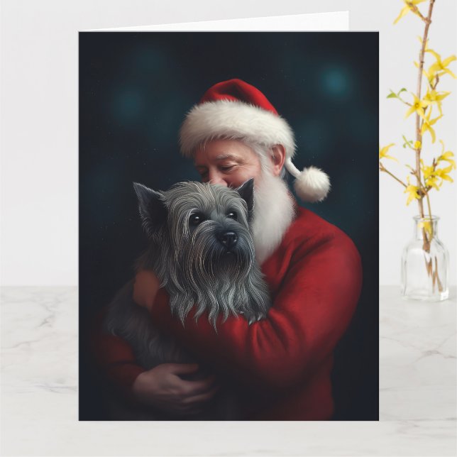 Skye Terrier mit Weihnachtsmann Weihnachten Karte (Gelbe Blume)