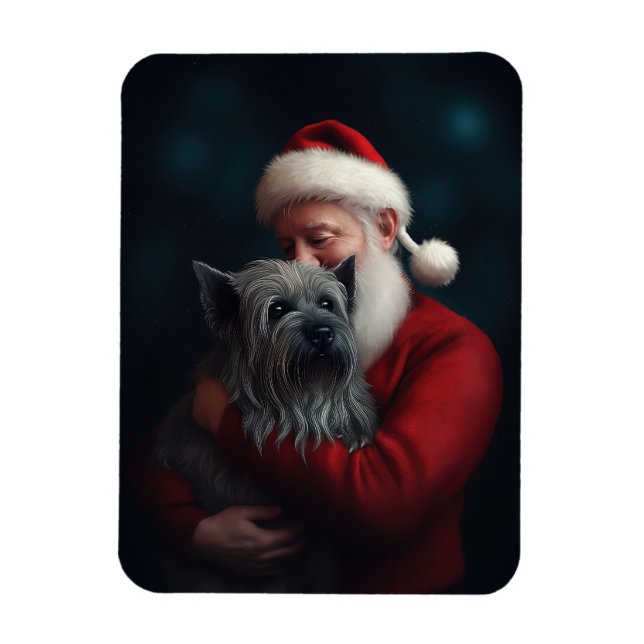 Skye Terrier mit Weihnachtsmann Weihnachten Magnet (Vertikal)