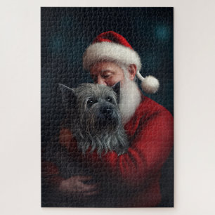 Skye Terrier mit Weihnachtsmann Weihnachten Puzzle