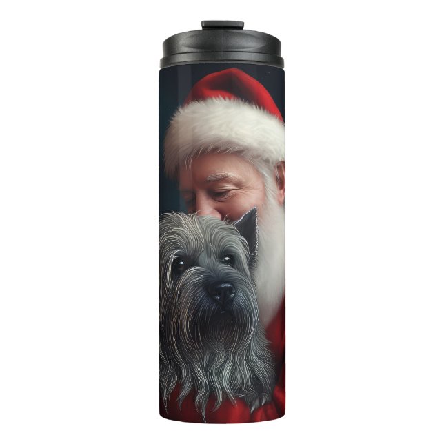Skye Terrier mit Weihnachtsmann Weihnachten Thermosbecher (Vorderseite)
