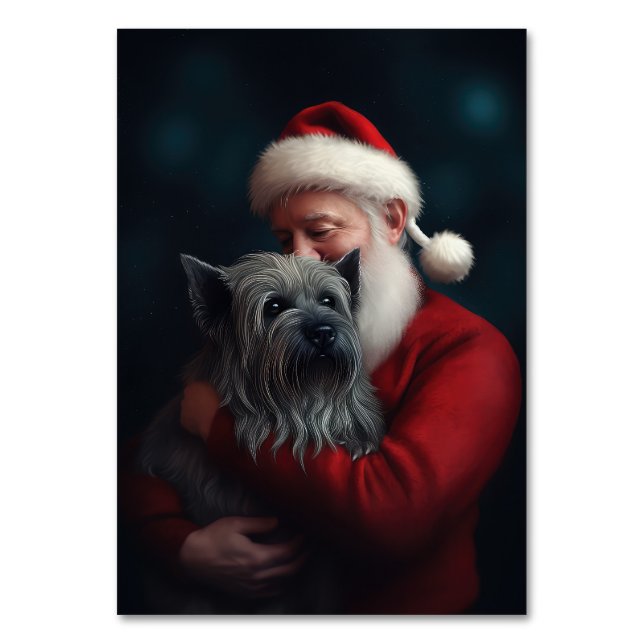 Skye Terrier mit Weihnachtsmann Weihnachten Tischnummer (Vorderseite)