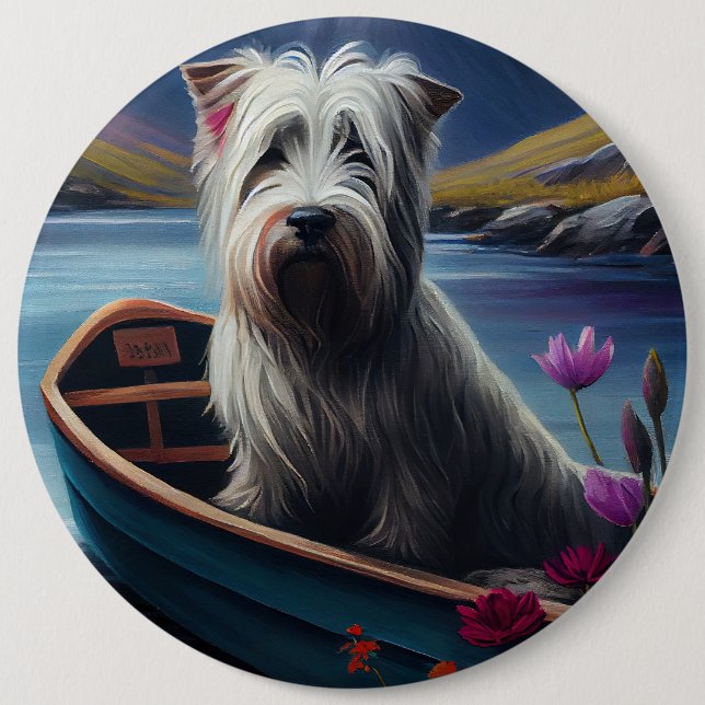 Skye Terrier on a Paddle: Ein Landschaftliches Abe Button (Vorderseite)