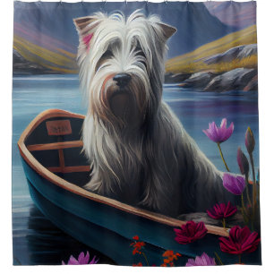 Skye Terrier on a Paddle: Ein Landschaftliches Abe Duschvorhang