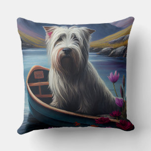 Skye Terrier on a Paddle: Ein Landschaftliches Abe Kissen
