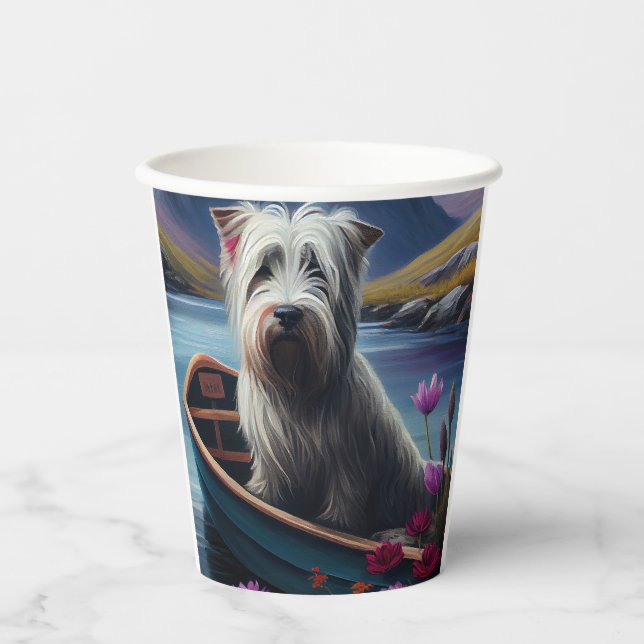 Skye Terrier on a Paddle: Ein Landschaftliches Abe Pappbecher (Vorderseite)
