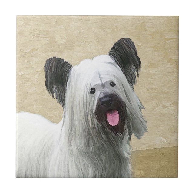 Skye Terrier Painting - Niedliche Original Dog Art Fliese (Vorderseite)