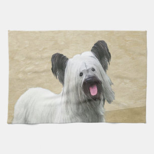 Skye Terrier Painting - Niedliche Original Dog Art Geschirrtuch
