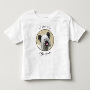 Skye Terrier Painting - Niedliche Original Dog Art Kleinkind T-shirt