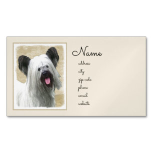 Skye Terrier Painting - Niedliche Original Dog Art Magnetische Visitenkarte