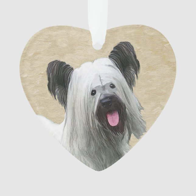 Skye Terrier Painting - Niedliche Original Dog Art Ornament (Vorderseite)