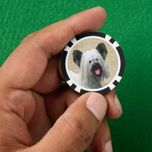 Skye Terrier Painting - Niedliche Original Dog Art Pokerchips
