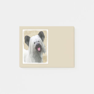 Skye Terrier Painting - Niedliche Original Dog Art Post-it Klebezettel