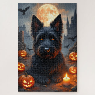 Skye Terrier Spukschloss Halloween-Porträtkunst Puzzle