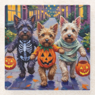 Skye Terrier Süßigkeitenbetteln Halloween Kostüme Glasuntersetzer