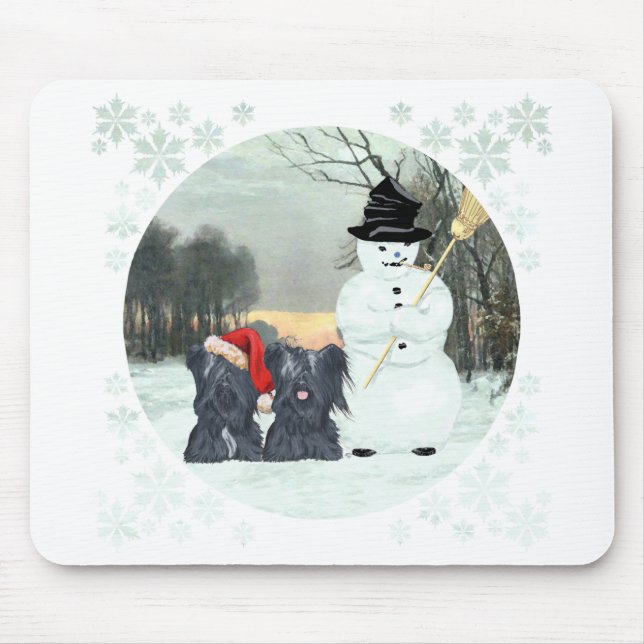 Skye Terrier und Schneemann Mousepad (Vorne)
