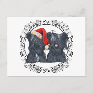 Skye Terrier warten auf den Weihnachtsmann Feiertagspostkarte