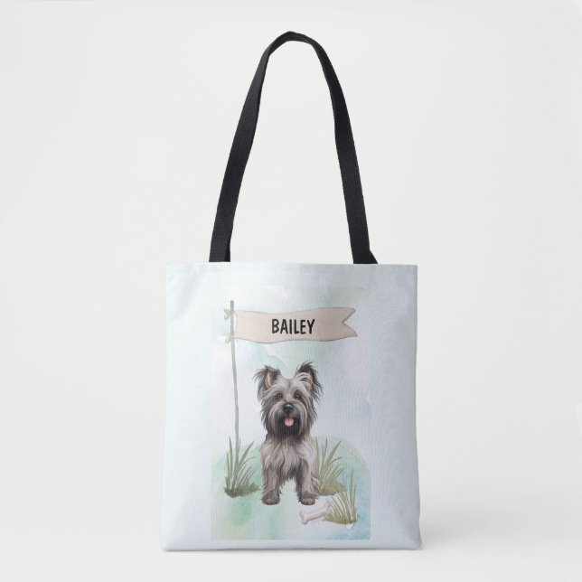Skye Terrier Wasserfarben personalisierter Hund (Vorderseite)