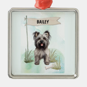 Skye Terrier Wasserfarben personalisierter Hund Ornament Aus Metall
