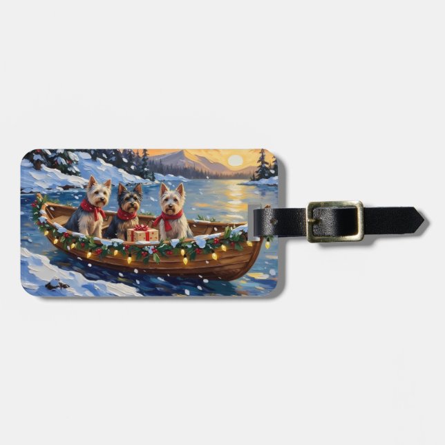 Skye Terrier Weihnachtsboot-Feiertag Gepäckanhänger (Vorderseite horizontal)