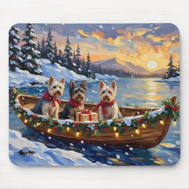 Skye Terrier Weihnachtsboot-Feiertag Mousepad (Vorne)