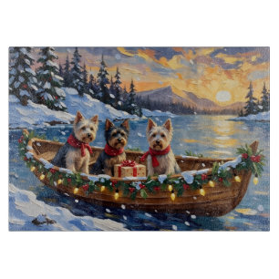 Skye Terrier Weihnachtsboot-Feiertag Schneidebrett