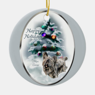 Skye Terrier Weihnachtsgeschenk-Verzierung Keramik Ornament