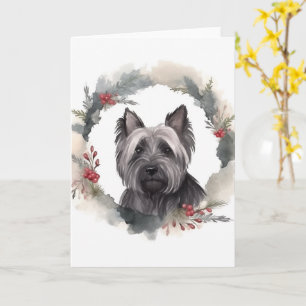 Skye Terrier Weihnachtskranz Festiver Hund Karte