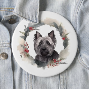 Skye Terrier Weihnachtsmann Festliche Jungfrau Button
