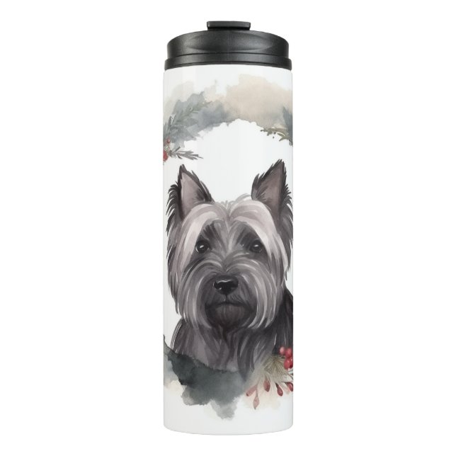 Skye Terrier Weihnachtsmann Festliche Jungfrau Thermosbecher (Vorderseite)