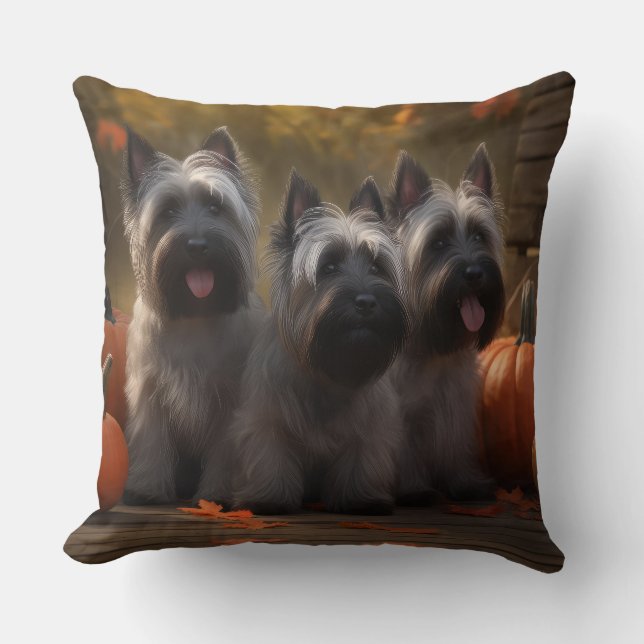 Skye Terrier Welpe Autumn Delight Pumpen Kissen (Vorderseite)