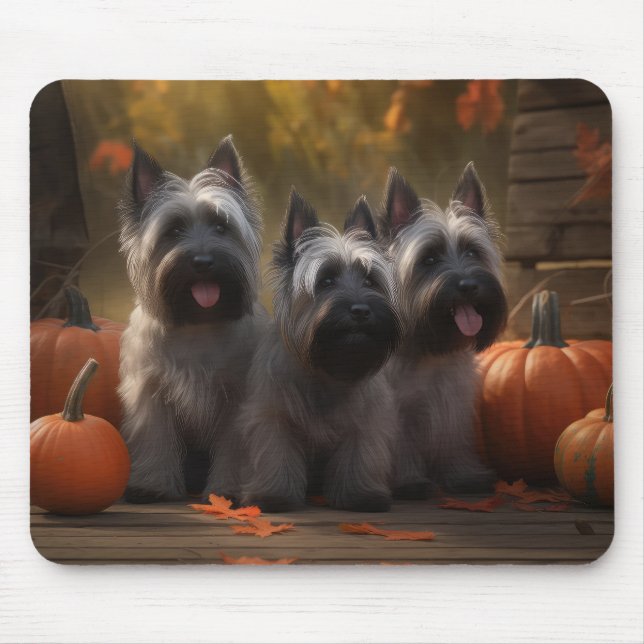 Skye Terrier Welpe Autumn Delight Pumpen Mousepad (Vorne)