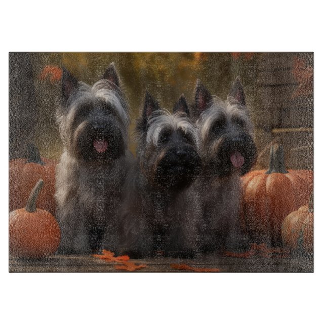 Skye Terrier Welpe Autumn Delight Pumpen Schneidebrett (Vorderseite)