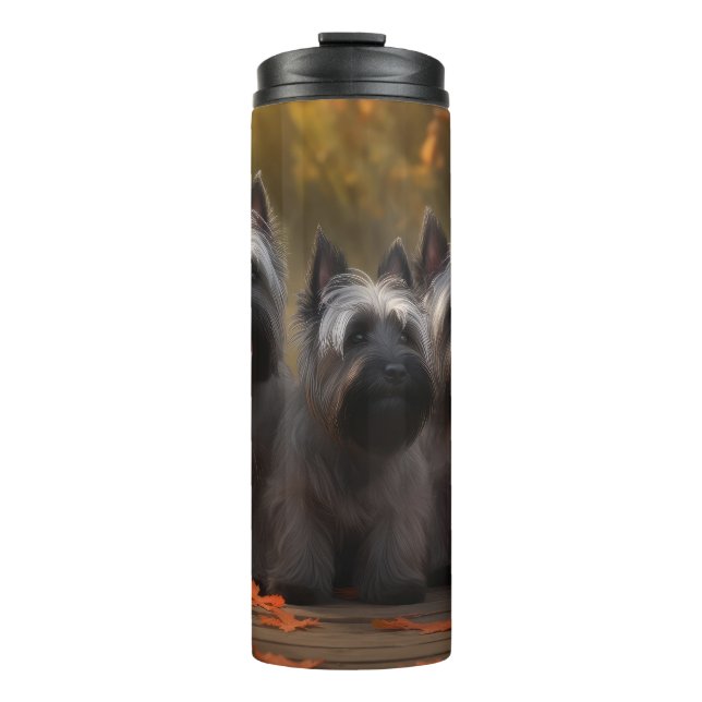 Skye Terrier Welpe Autumn Delight Pumpen Thermosbecher (Vorderseite)