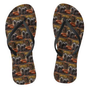 Skye Terrier Welpe Herbstfreude Kürbis  Flip Flops
