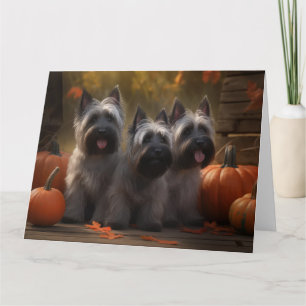 Skye Terrier Welpe Herbstfreude Kürbis Karte