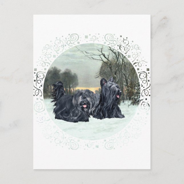 Skye Terriers Snowy Sunset Postkarte (Vorderseite)