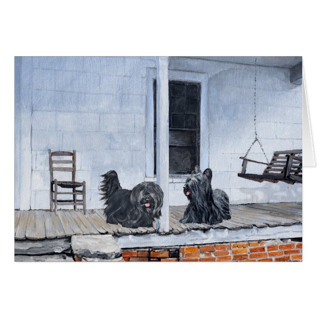 Skye Terriers warten auf der Porch (Vorderseite (Horizontal))