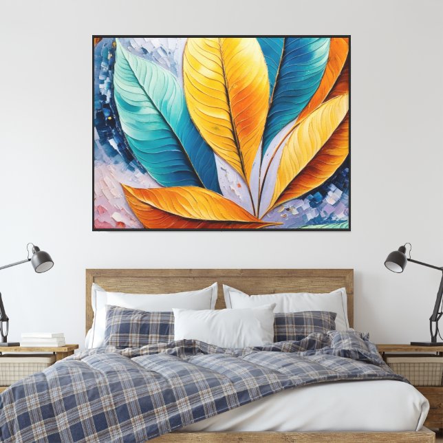 Skyfire-Blätter | Celestial Abstrakt Print Leinwanddruck (Insitu (Schlafzimmer))