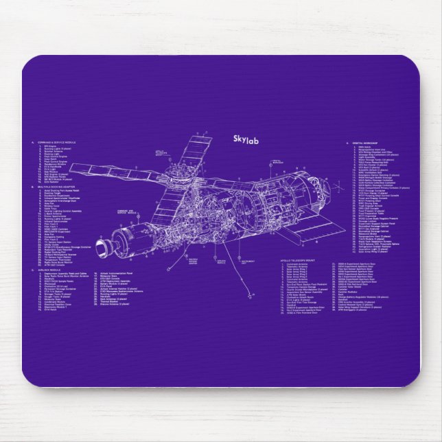 Skylab-Blaupause Mousepad (Vorne)