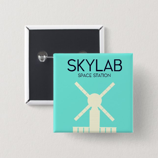 Skylab Weltraumstation Weltraum Kunst Button (Vorne & Hinten)