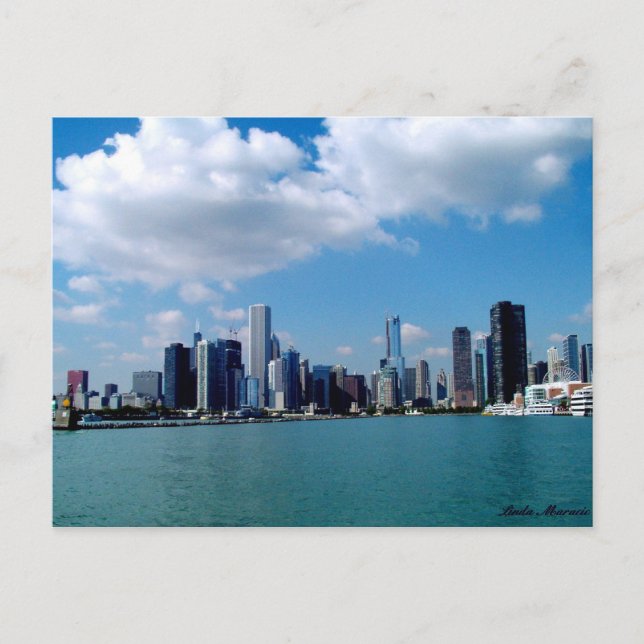 Skyline-Ansicht von Chicago von Navy Pier Postkarte (Vorderseite)