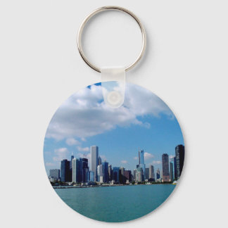 Skyline-Ansicht von Chicago von Navy Pier Schlüsselanhänger